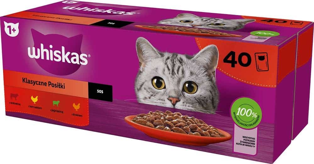 WHISKAS Saszetki drób,jagnię,woł 40x85g