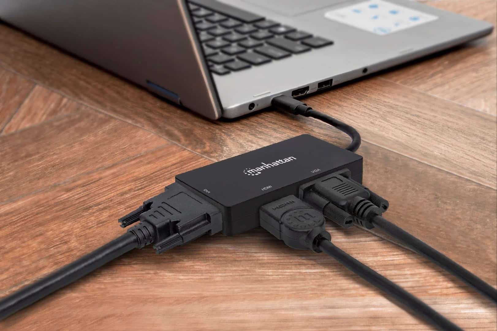 Adapter Manhattan USB-C 3.1 na HDMI/DVI/VGA (wieloportowy)
