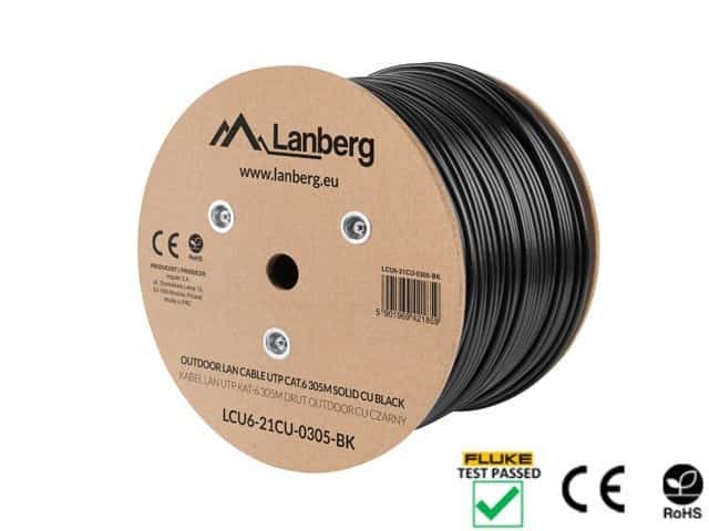 Kabel sieciowy Lanberg LCU6-21CU-0305-BK, 305m, kat. 6