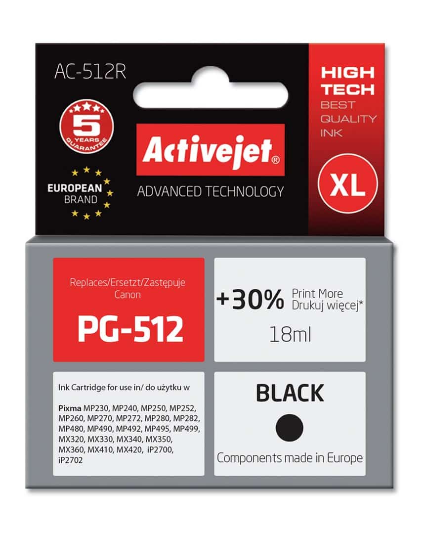 Activejet AC-512R Tusz czarny 18ml dla Canon PIXMA