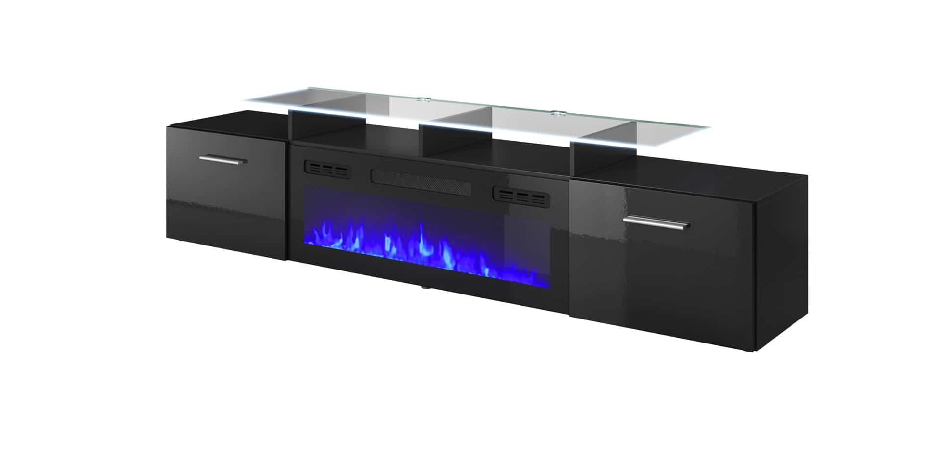 Szafka RTV ROVA 190x37x48 czarny/czarny połysk