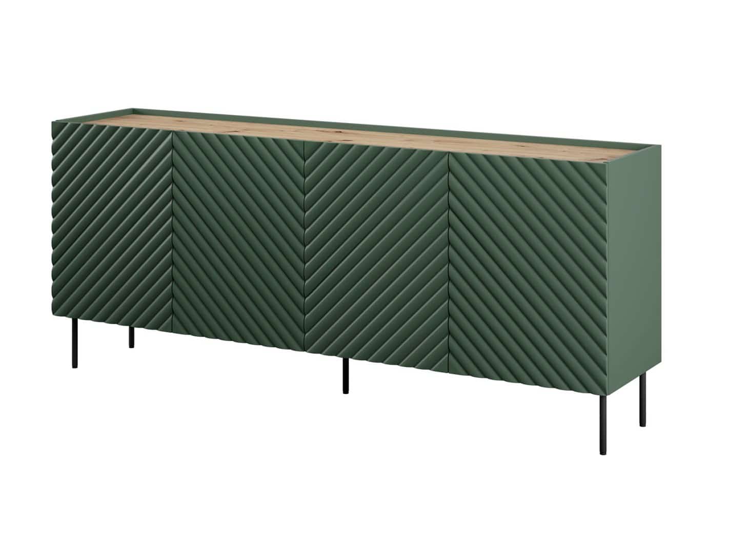 Komoda ONDA 200x45x85, 4 szuflad, zieleń