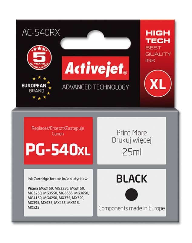 Activejet AC-540RX Tusz, Zamiennik Canon PG-540XL, 25ml