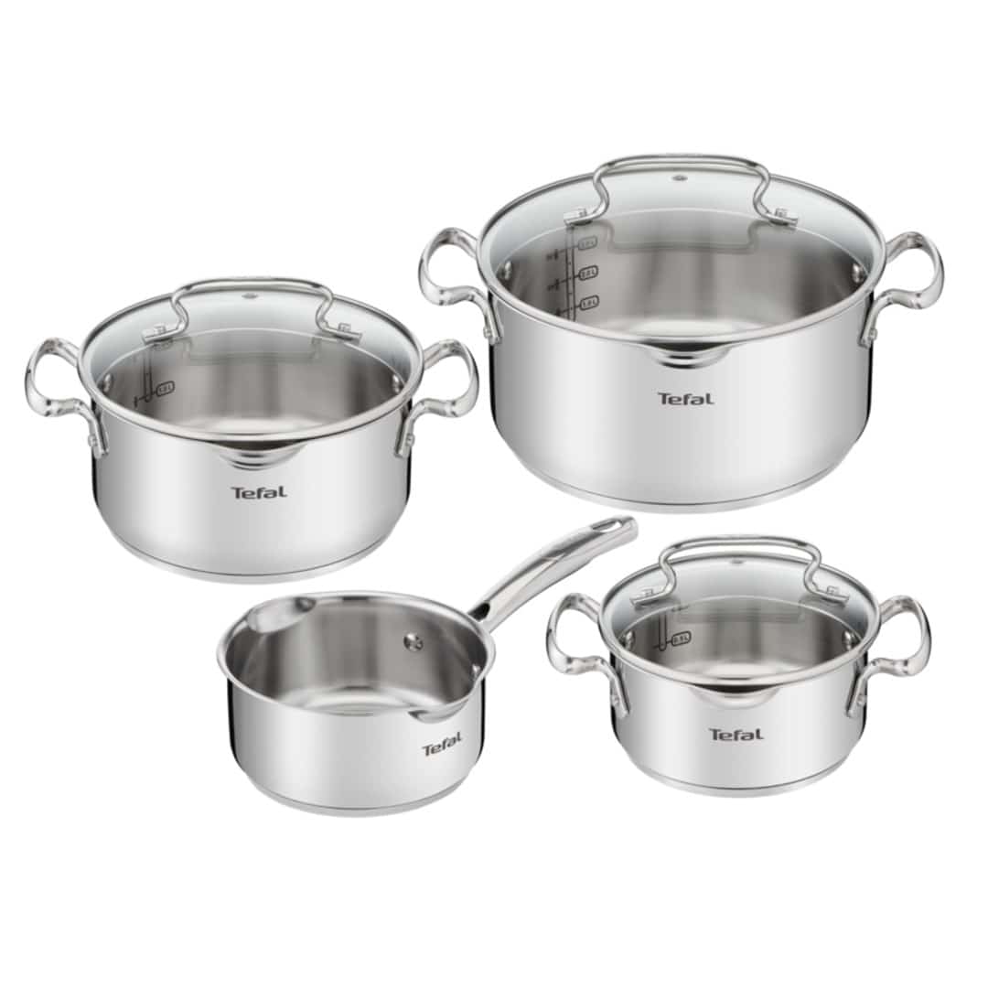 Zestaw garnków TEFAL Duetto+ 7 elem. G719S734 - 3 garnki, 3 pokrywki, stal nierdzewna