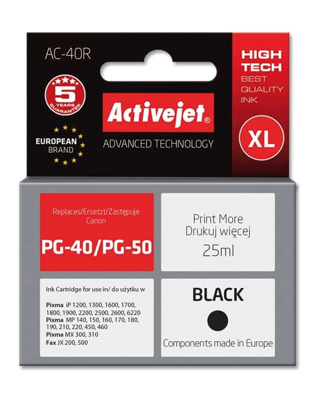 Activejet AC-40R Tusz (zamiennik Canon PG-40; 25 ml; czarny)