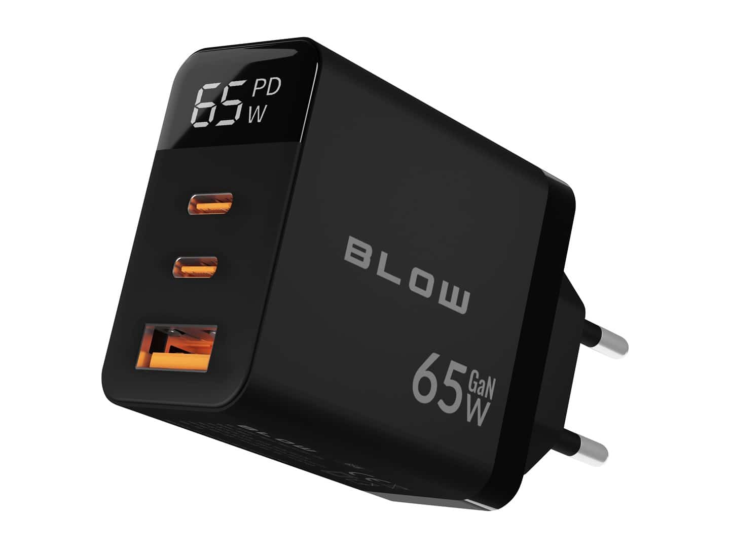 Ładowarka sieciowa BLOW LCD 65W USB + USB-C, czarna