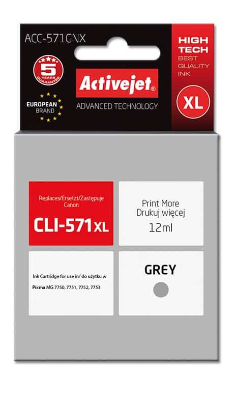 Activejet ACC-571GNX Tusz, Szary, 12ml, Kompatybilny z Canon