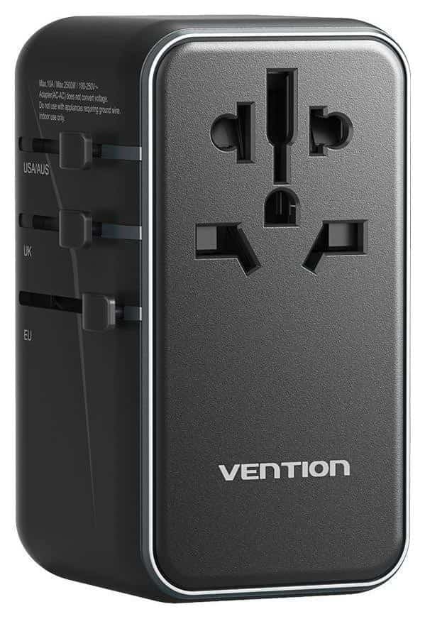 Adapter Vention 100W GaN 1x USB-A 3x USB-C czarny