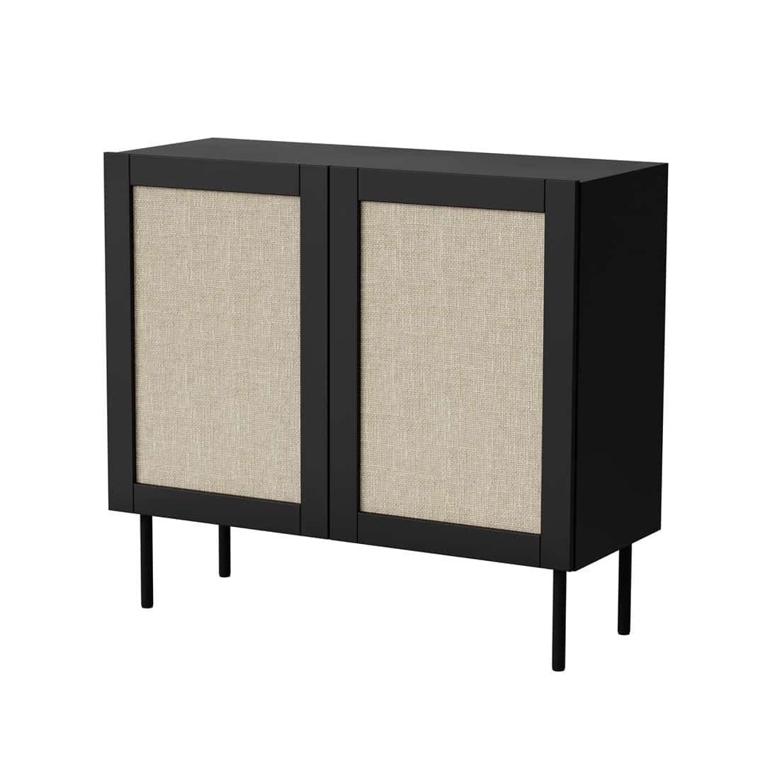 Komoda JUTA 2D czarny + linol calabria 100x39,5x90