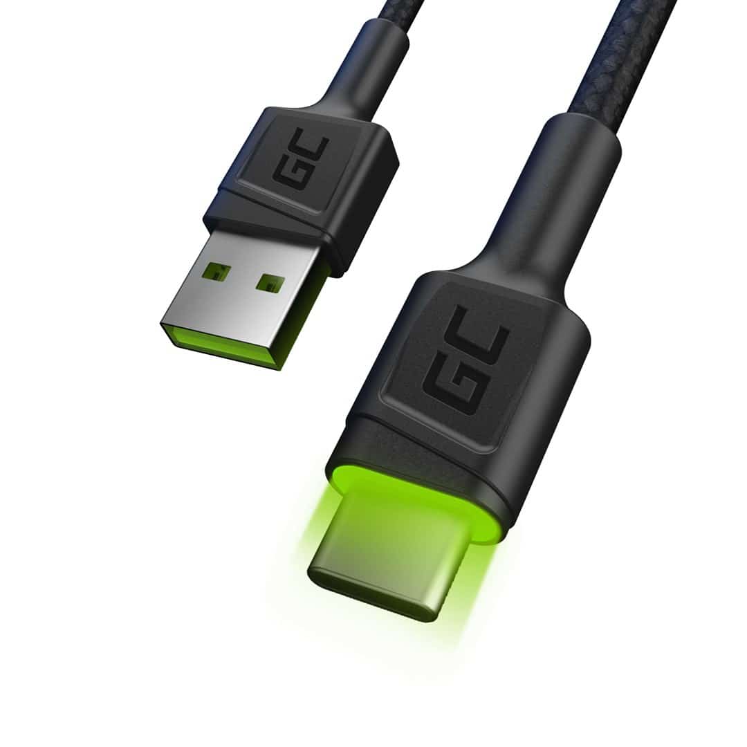GREEN CELL KABGC06 GC RAY USB - USB-C 120CM, ZIELONY LED