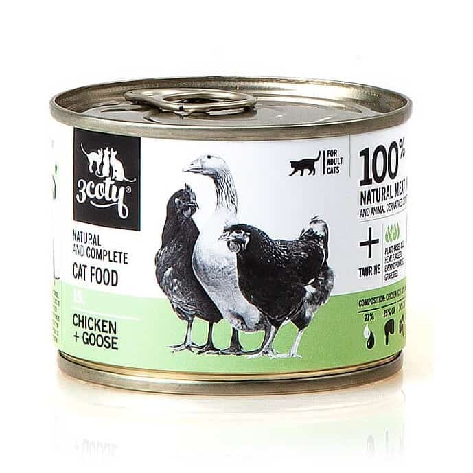 3Coty CHICKEN + GOOSE for Adult Cats 180g Puszka