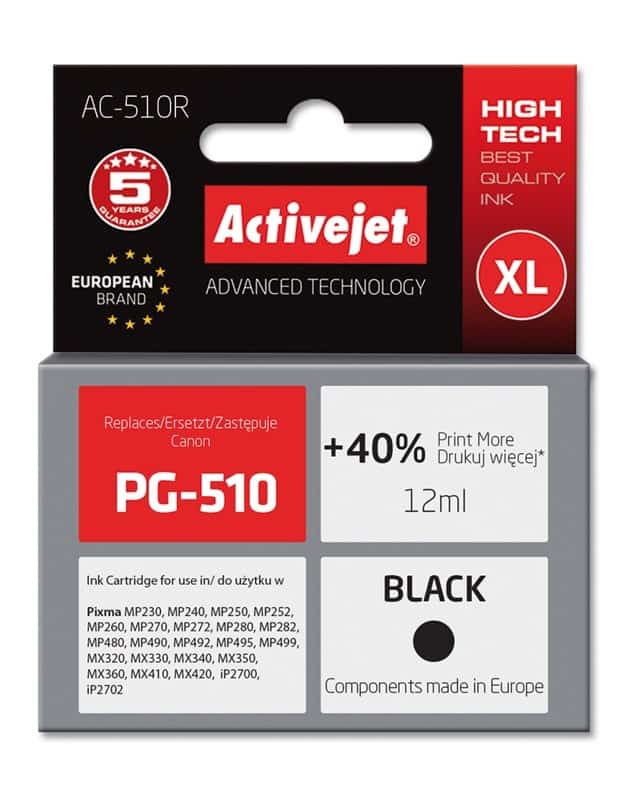 Activejet AC-510R Tusz (zamiennik Canon PG-510; 12 ml; czarny)