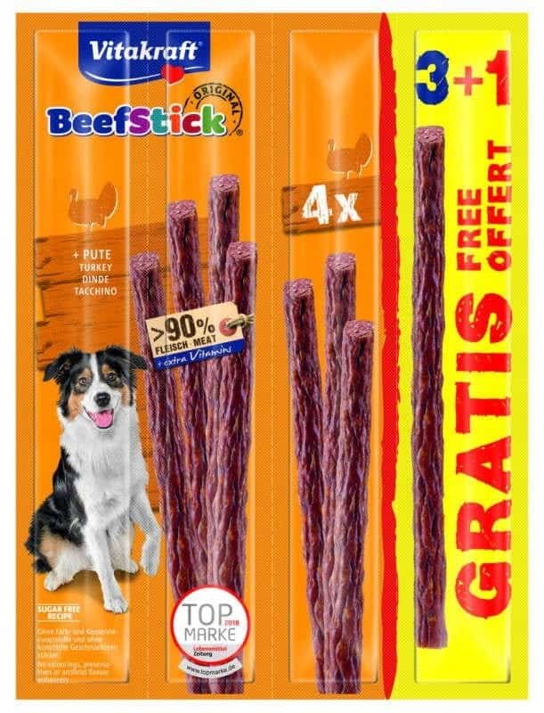 VITAKRAFT Dog Beef Stick indyk - 3+1 szt