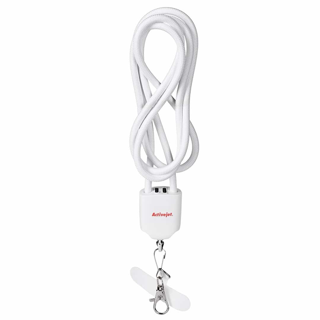 Activejet smycz 3w1 biała z USB-C, Lightning, USB-A