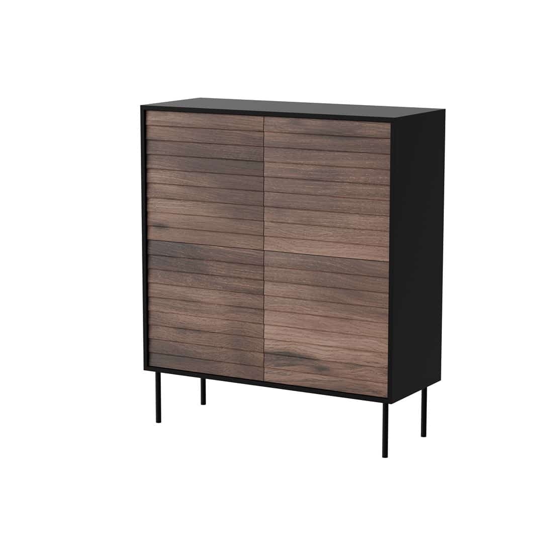 Komoda 4D CORTINA 102x40x118 czarny/orzech