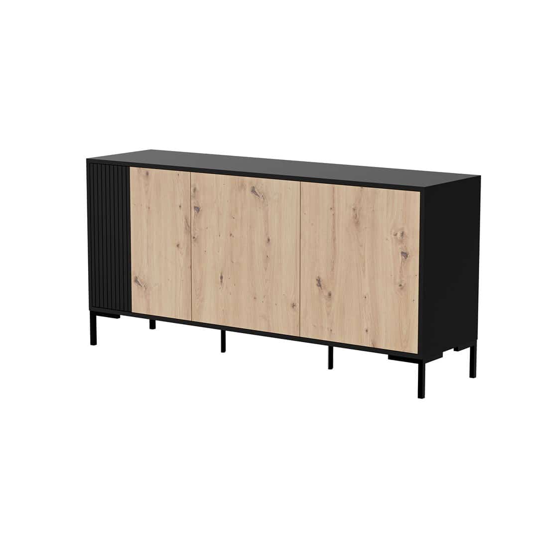 Komoda MERCI 151x40x74 czarny/dęb artisan