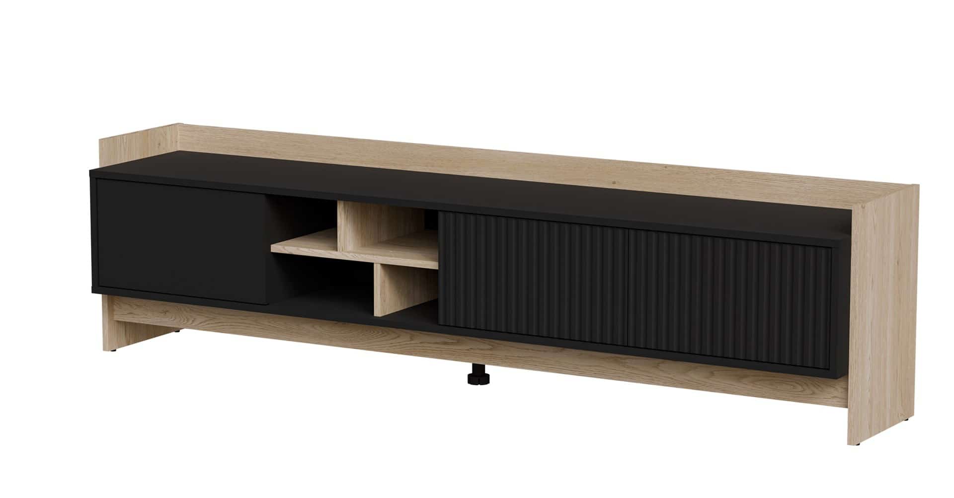 Szafka RTV PORTO 3D 190x38x50 dęb/czarny
