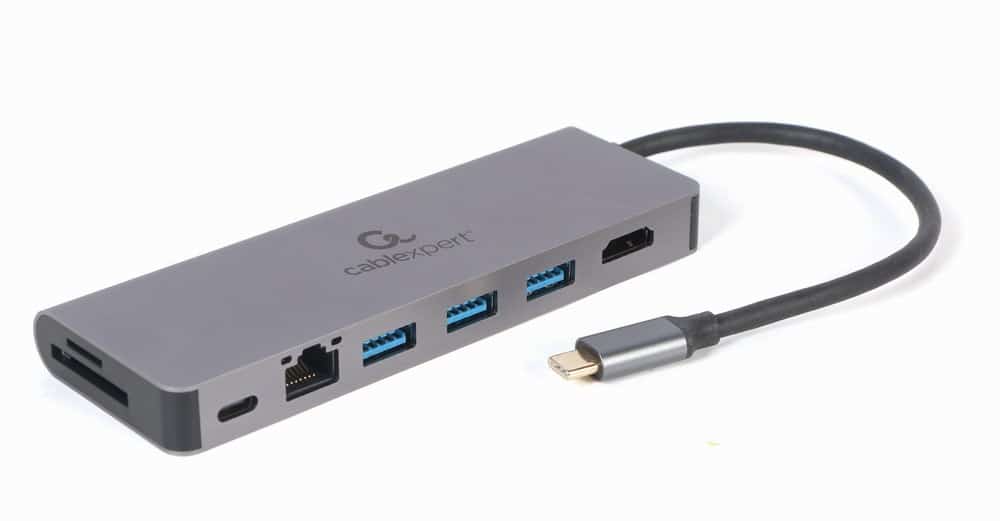 Adapter USB-C 5w1 HUB - Gembird MULTI Adapter USB-C 5 portów, 100W