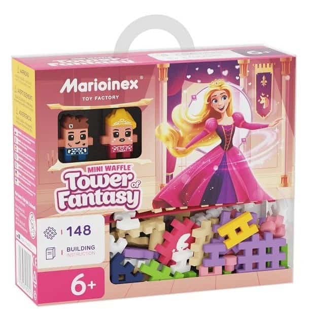 MARIOINEX Klocki Mini Waffle Princess Wieża Fantazji, 148 elementów