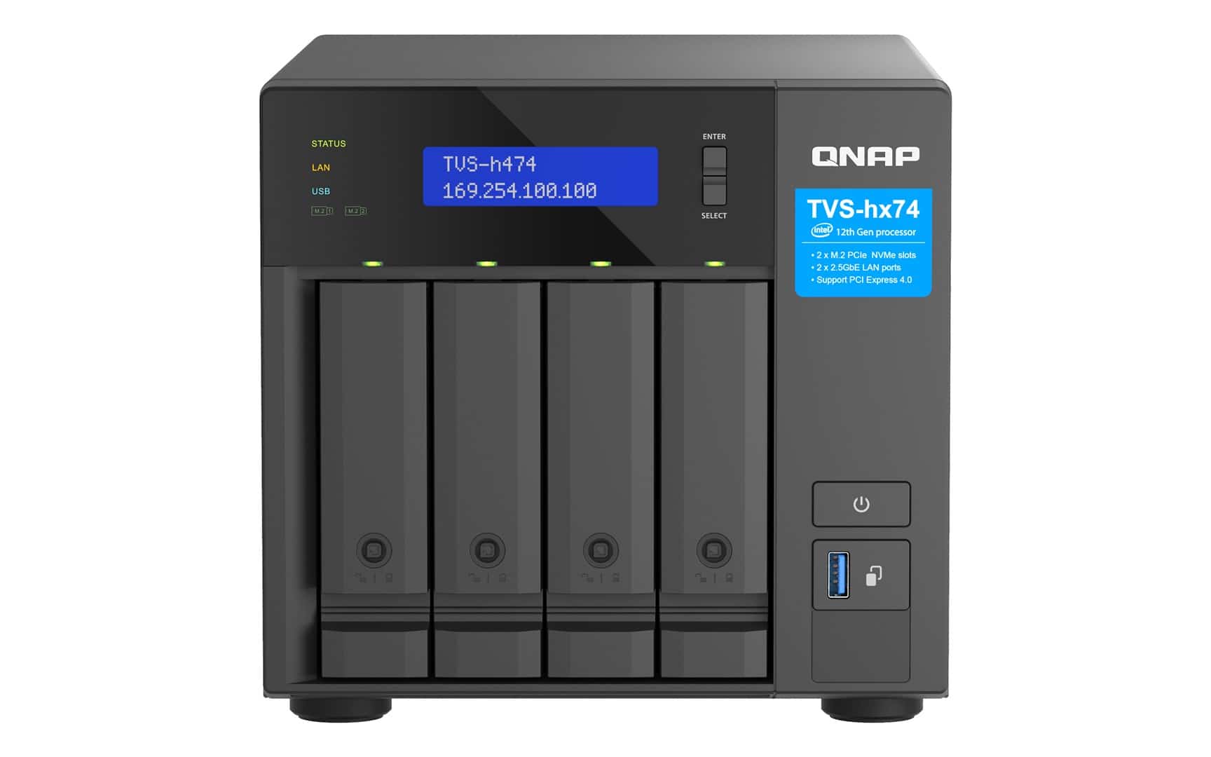 Qnap TVS-h474-PT-8G, Tower NAS, Intel Pentium Gold G7400