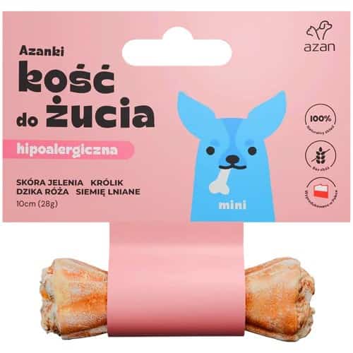 AZANKI Kość hipoalergiczna ze skóry jelenia MINI 10cm