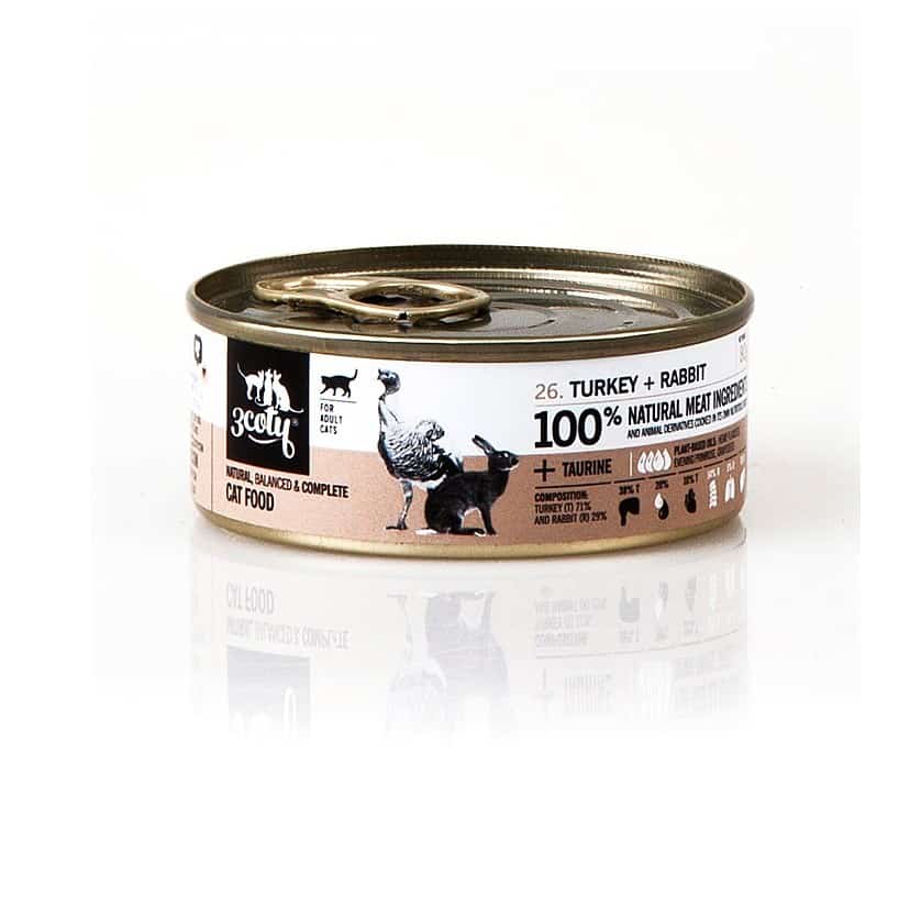 3Coty TURKEY + RABBIT for Adult cats 80g