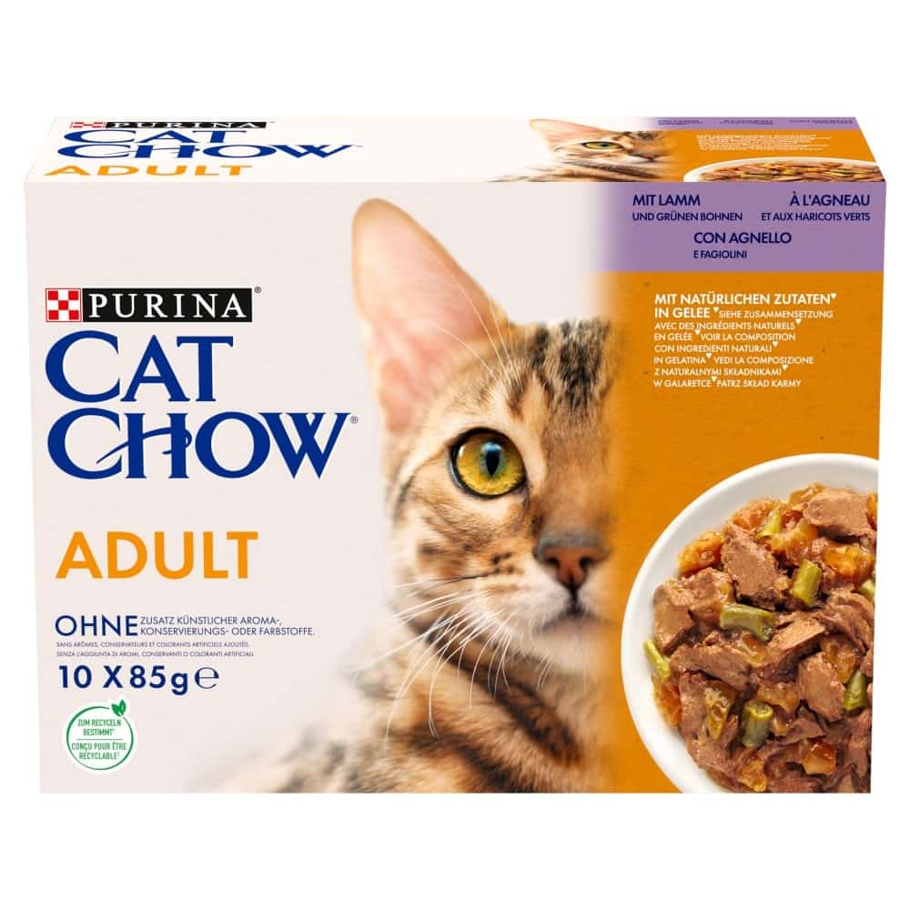 PURINA Cat Chow Jagnięcina, Zielona Fasolka 10x85g
