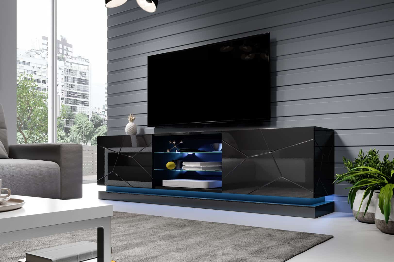Szafka RTV QIU 200 MDF czarny połysk