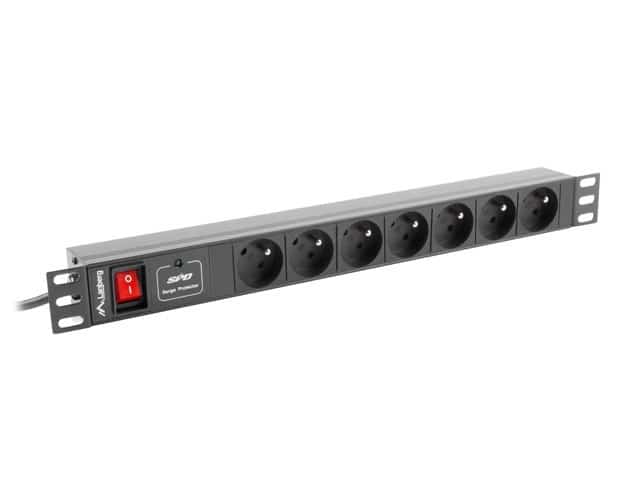 Listwa RACK Lanberg PDU-07E-0200-IEC-BK, 7 gniazd, 10A, 2m, czarna