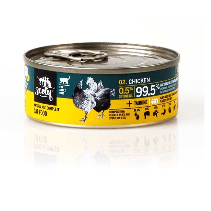 3Coty CHICKEN with Spirulina for Adult Cats 80g