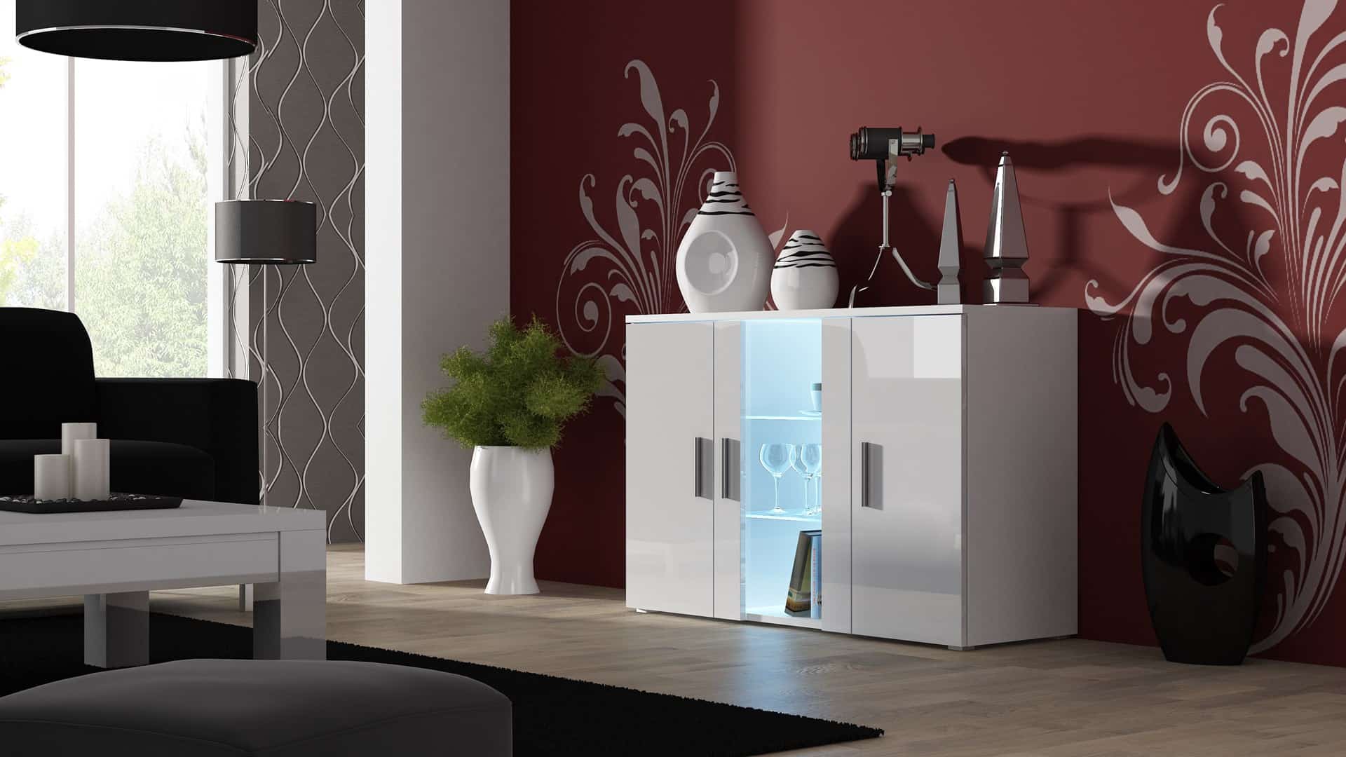Komoda 120cm SOHO S7 biały/biały połysk