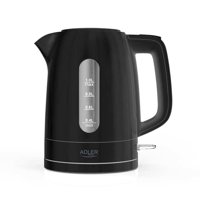 Czajnik elektryczny ADLER AD 1380b czarny, 1 l, 1850 W, obrotowa podstawa