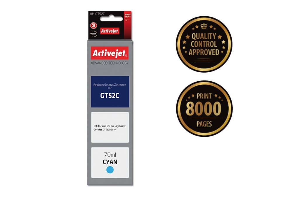Tusz Activejet AH-GT52C 70ml Niebieski do drukarek HP