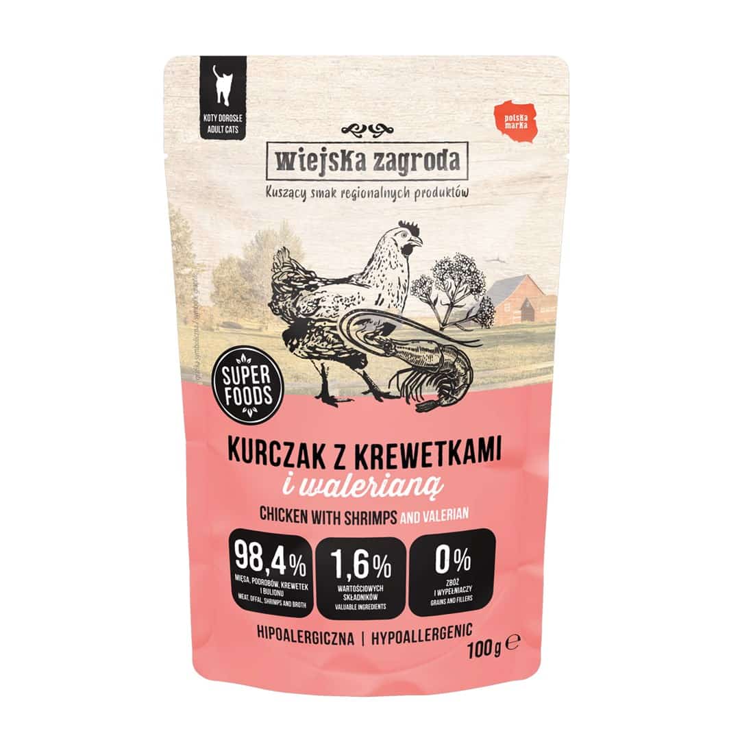 Karma mokra Wiejska Zagroda Kurczak z krewetkami 100g