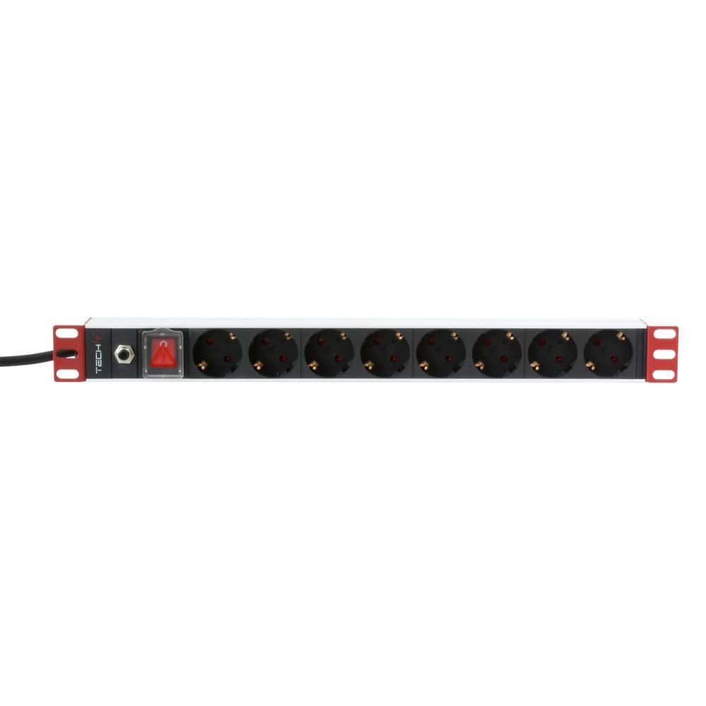 TECHLY Listwa Zasilająca 19'1U X8 - Gniazda Schuko