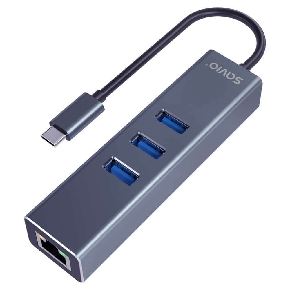 SAVIO AK-57 Hub USB-C 3-Portowy z RJ-45