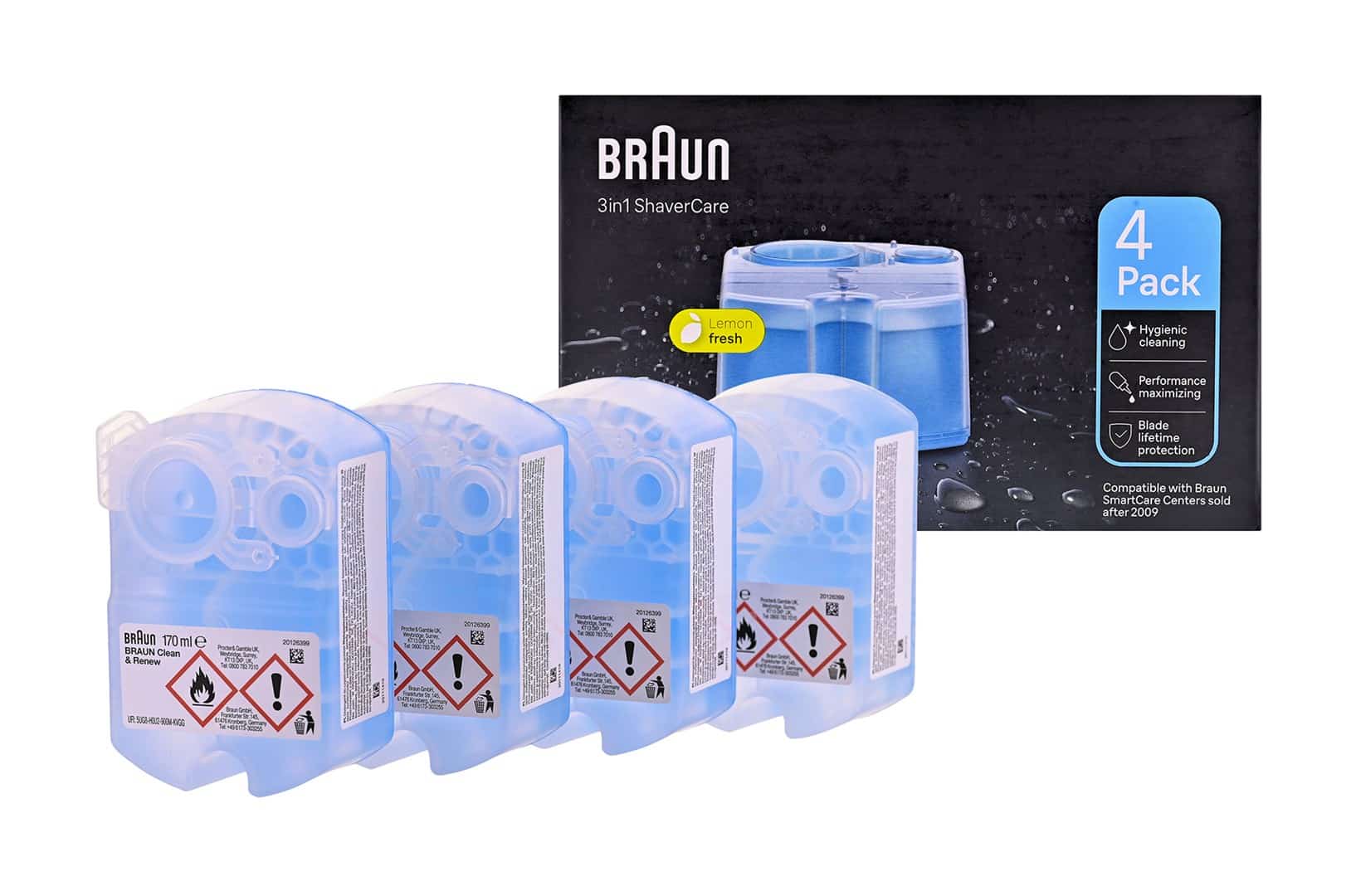 Płyn czyszczący do golarek Braun CCR4 Clean&Renew - 4 głowice, niebieski