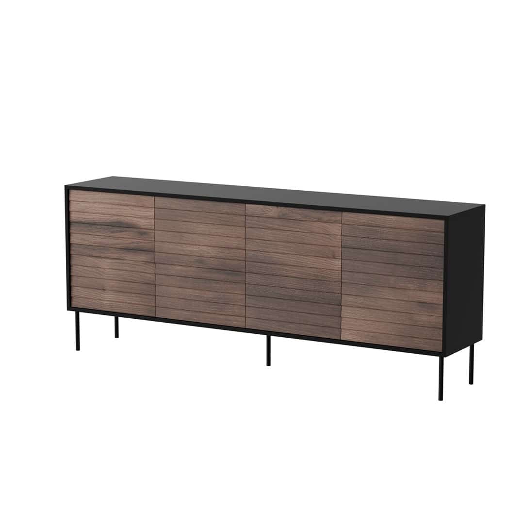 Komoda 4D CORTINA czarny/orzech 200x40x81