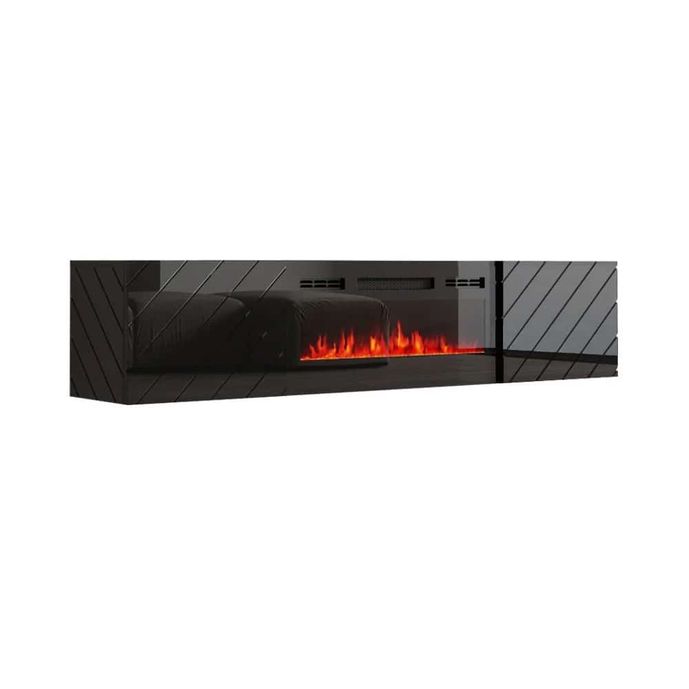 Szafka RTV LUXE 182,6x34,5x37,5 czarny/czarny połysk