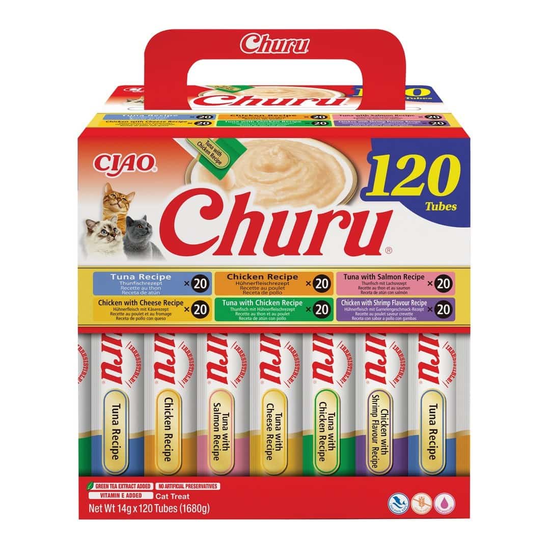 Mokra karma dla kota INABA CAT CHURU 120 saszetek (kurczak i tuńczyk) 14g