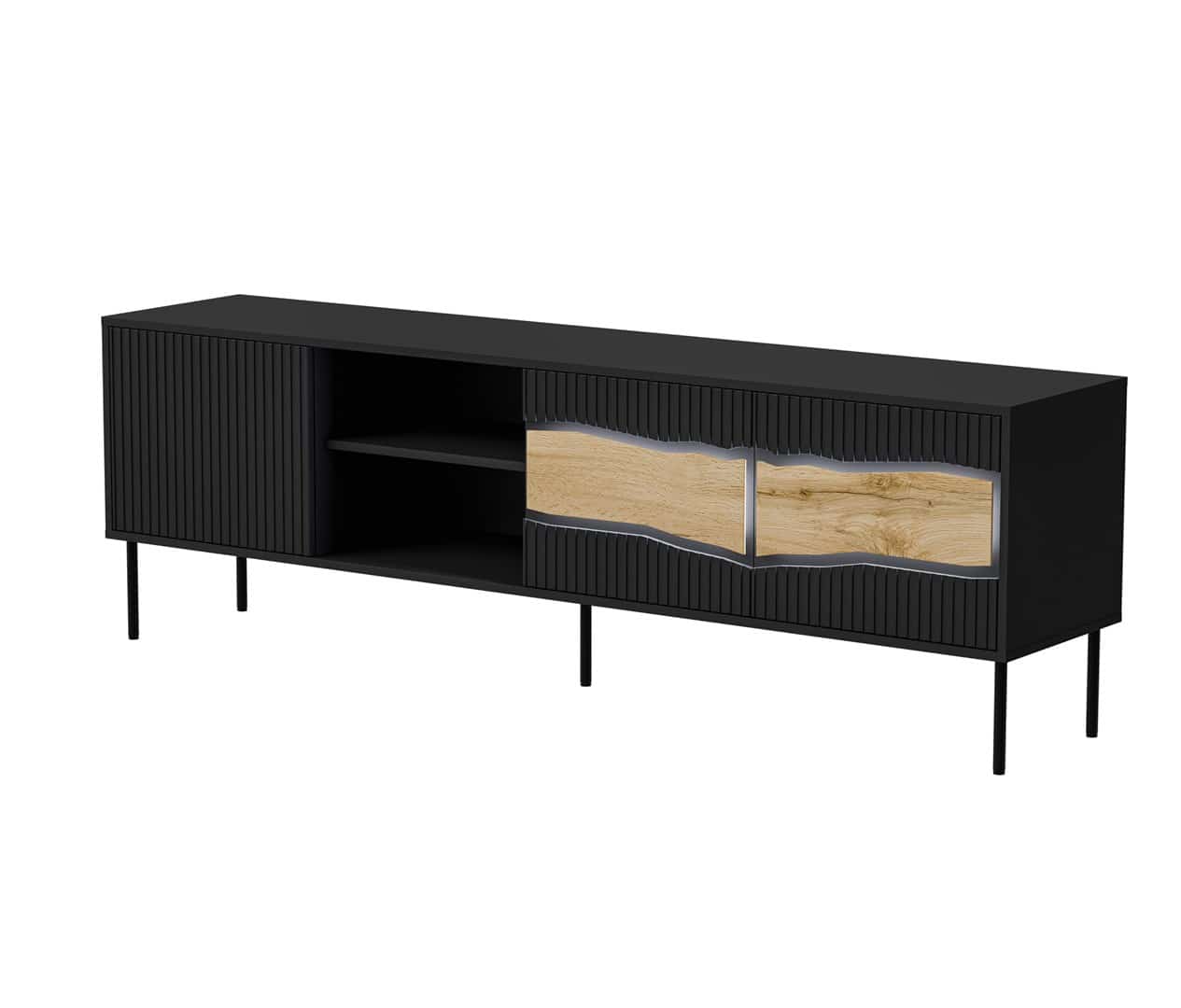 Szafka RTV INSERTO 3D1W 190x40x61,5 czarny + LED
