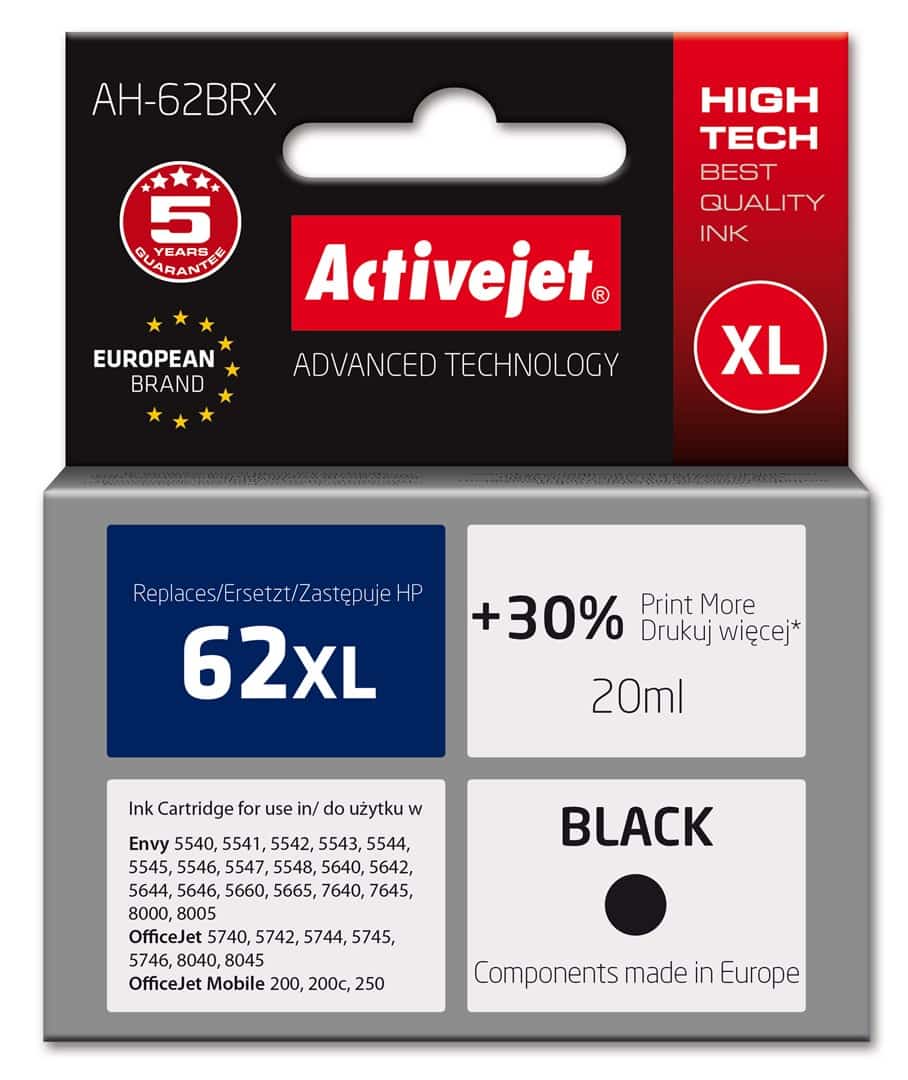 Activejet AH-62BRX Tusz 20ml czarny do HP Officejet