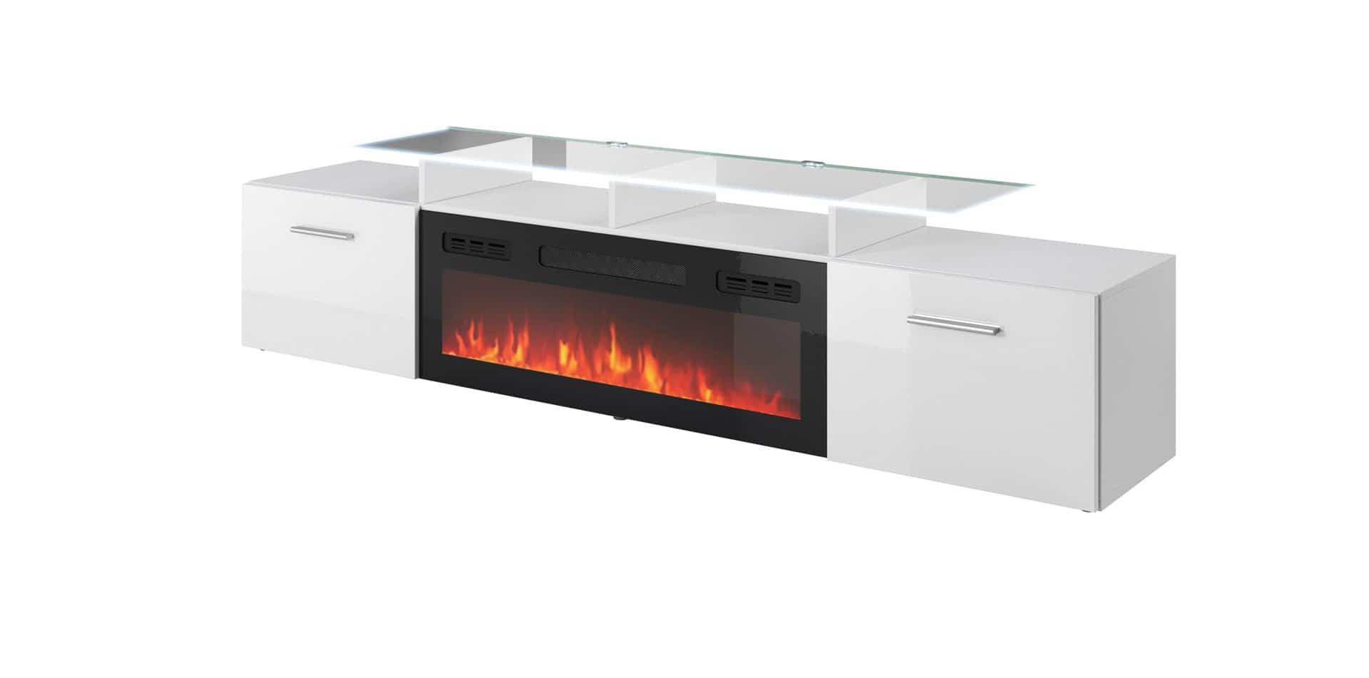 Szafka RTV ROVA 190x37x48 biały/biały połysk