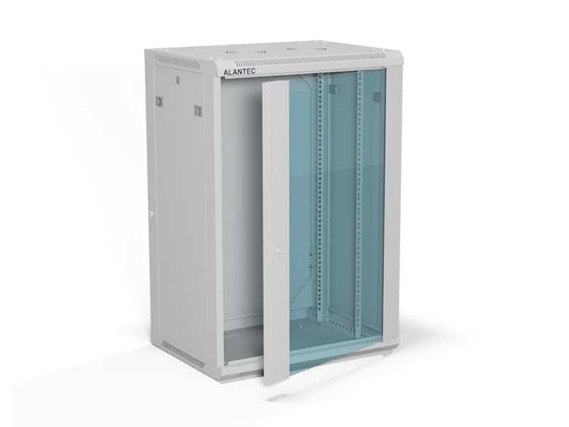 ALANTEC Szafa wisząca 19" 18U, drzwi szklane, szara, zmontowana