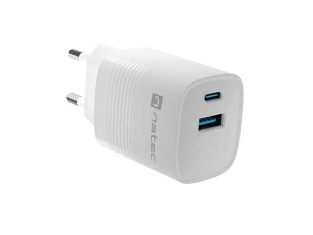NATEC RIBERA GAN 30W 1x USB-A 1x USB-C Biały