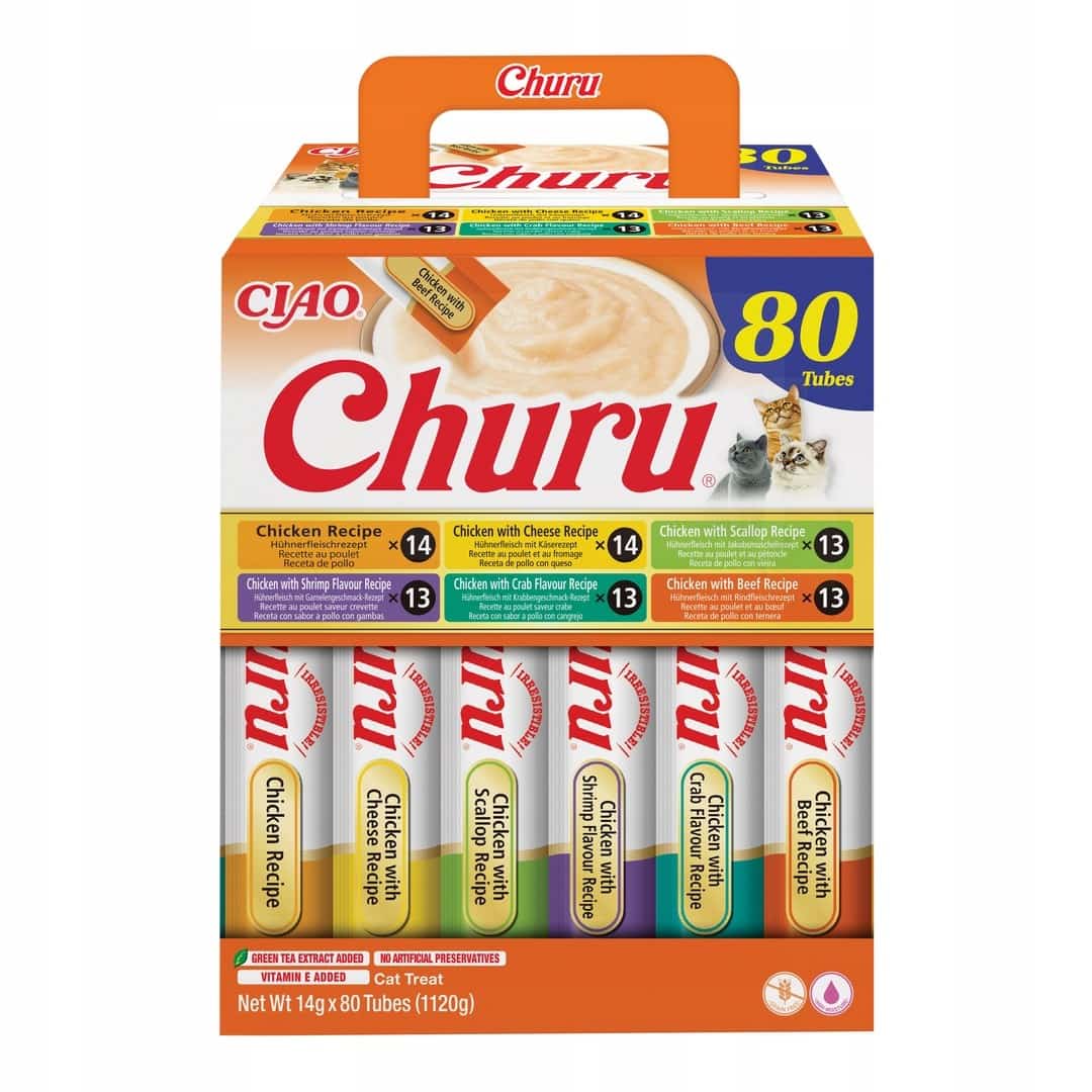 Mokra karma dla kota INABA CHURU z kurczakiem, 80 saszetek po 14g