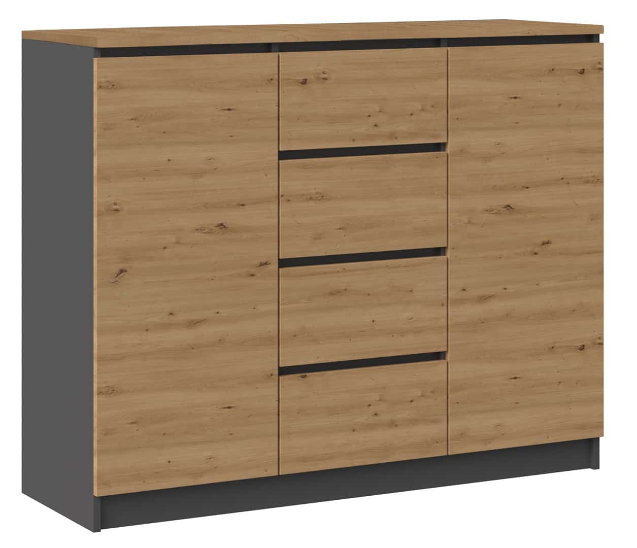 KOMODA BA KPL 2 Drzwi 4 Szuflady Antracyt/Artisan
