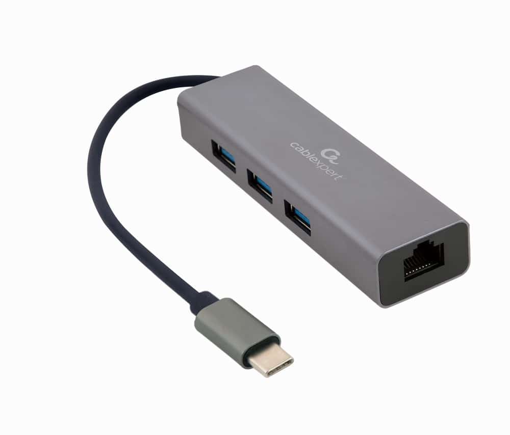 GEMBIRD ADAPTER USB-C -> LAN RJ-45 1GB HUB 3X USB 3.1