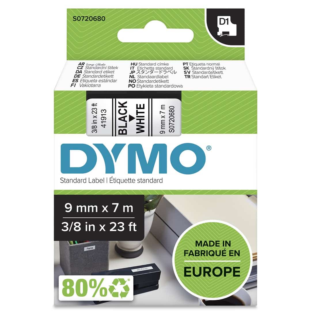 Taśma barwiąca DYMO D1 9mmx7m czarny/biały