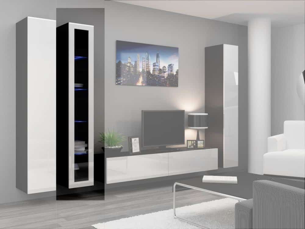 Witryna VIGO 180 cm czarny/biały